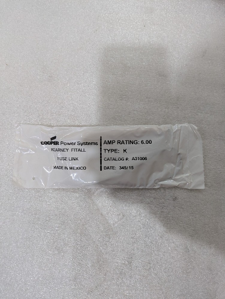 EATON COOPER POWER A31006 TYPE K 6 AMP FUSE ACCESSORIES WITH GASKET AND SCREWS