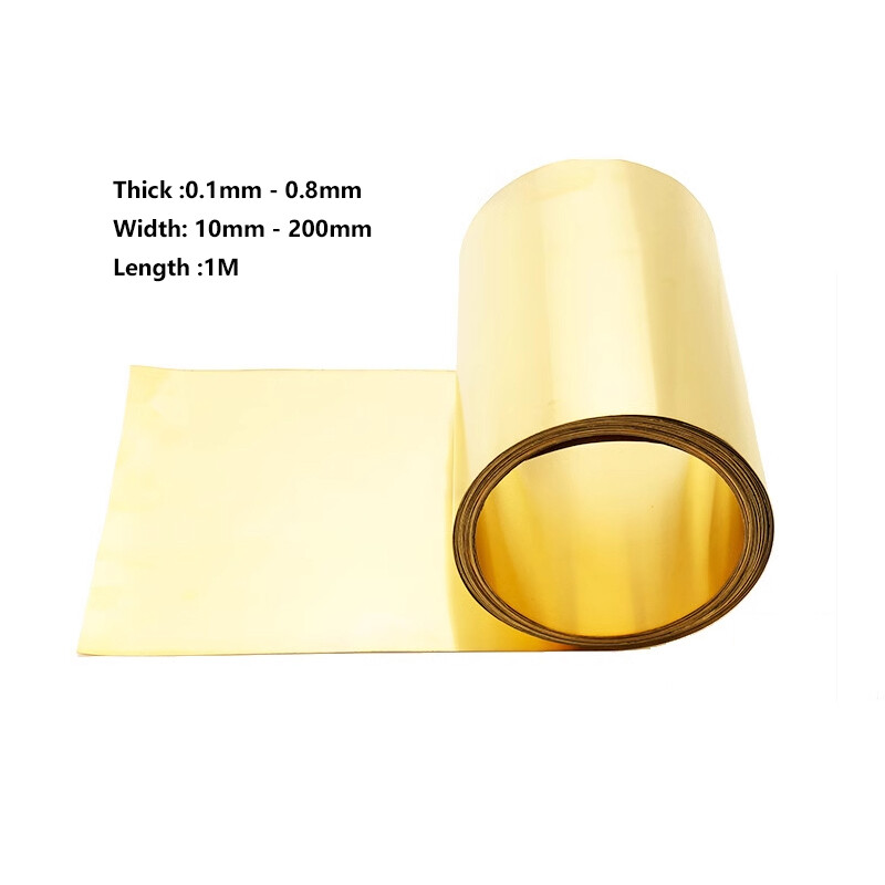 Thick 0.1-0.8mm，Width 10-200mm, Brass Metal Sheet Strip Yellow Copper Foil Plate