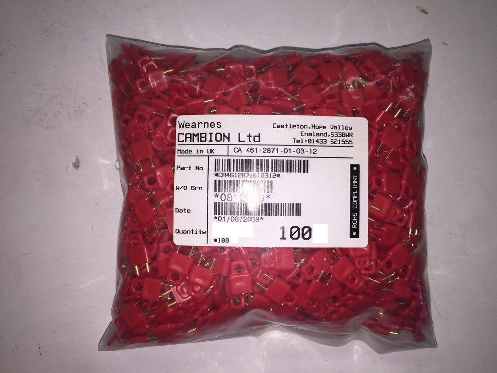 (25 PIECE LOT) 461-2871-01-03-12 Jumper Busbar Shorting Plug 2 Pos 5.08mm