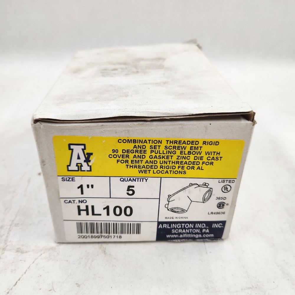 New Box Of 5 Arlington HL-100 Combination Pulling Elbow HL100 AK