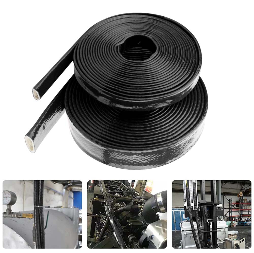 Φ4-70mm Silicone/Fibreglass Fire Sleeving HIGH TEMP Sleeve Insulating Hose Black