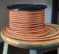 Copper Metal Covered Cord- Round 3wire Metal Braided Cable, Mesh Jack – Per Foot