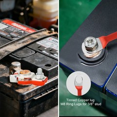 1.6 ft 10AWG Gauge Battery Inverter Cable Terminal Connector Truck, Solar Panels