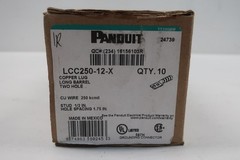 Box Of 10 Panduit LCC250-12-X Long Barrel Two Hole Copper Lug 250kcmil