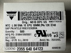 500X NTCLE100E3123GB0A VISHAY NTC Thermistor 12 kΩ ±2% B=3740 Box of 500 pcs
