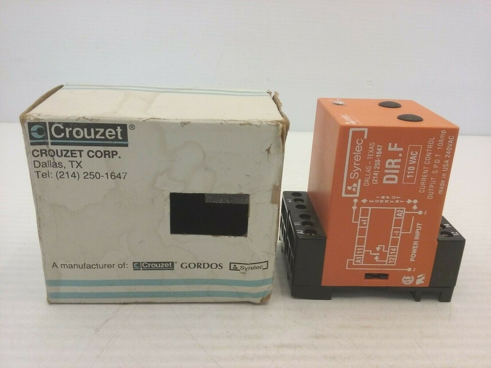 CROUZET DIRF-110A CURRENT CONTROL RELAY 110VAC 10A SPDT 240V DIN RAIL MOUNT NIB