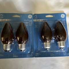 2/ GE 25W Decorative Flame Shape Bulbs – Amber – 2-Pack, Chandelier Style #75339