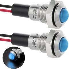 UL Listed Mini Indicator Light 8mm 0.31 Inch Waterproof Domed Metal Stainless