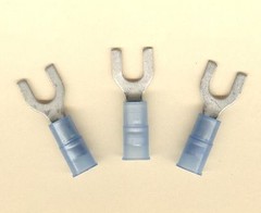 25 Blue NYLON Insulated FORK SPADE Terminal Connector #16-14 Wire Gauge #10 Stud