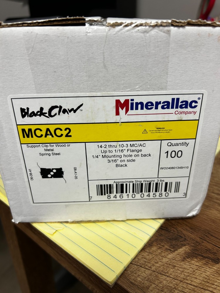 BOX OF 100 MINERALLAC SUPPORT CLIP FOR WOOD OR METAL SPRING STEEL # MCAC2