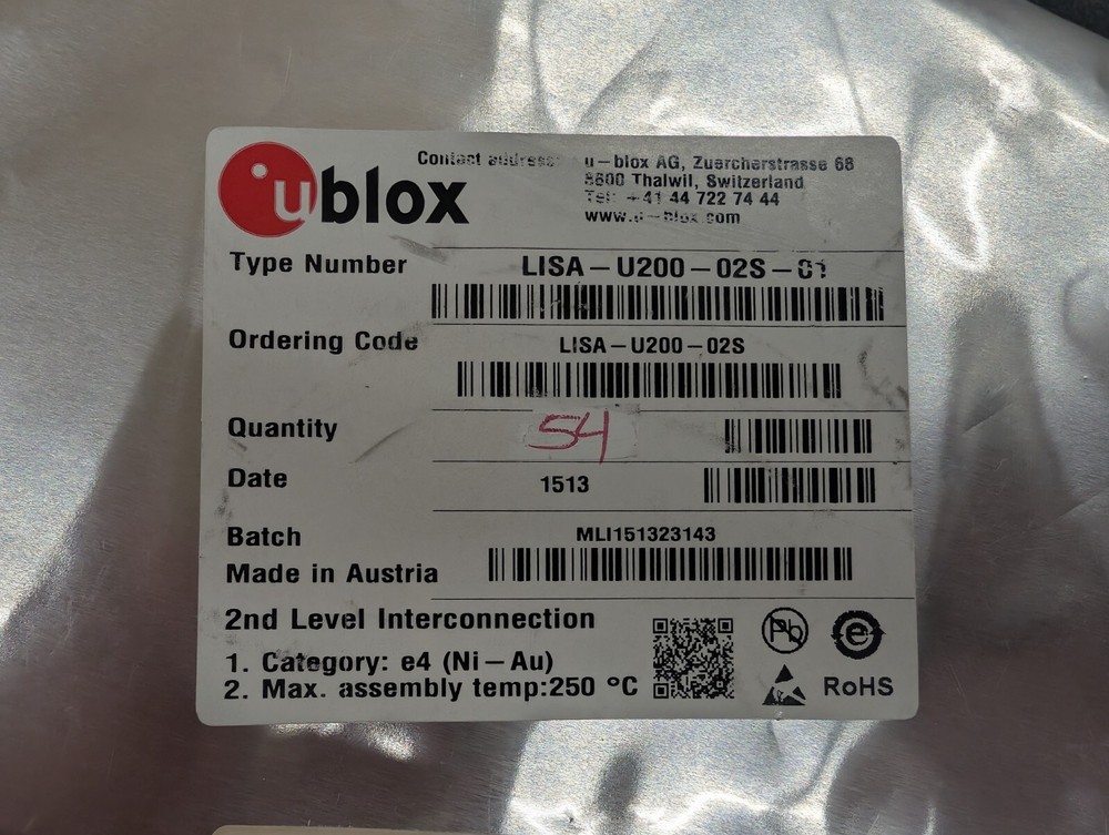 New, U-Blox, LISA-U200-02S, RF TXRX MODULE CELL SMD – Sold Individually