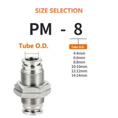 Pneumatic Push-in Fittings Tube Hose Bulkhead Connector A2 Stainless PM 4-16mm