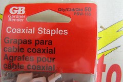 Gardner Bender PSW-165, Coaxial Staples, pkg of 50, white