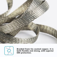 Flame Rated Tinned Copper Wire Shielding Cable Sleeve Ground Strap Electric Wire