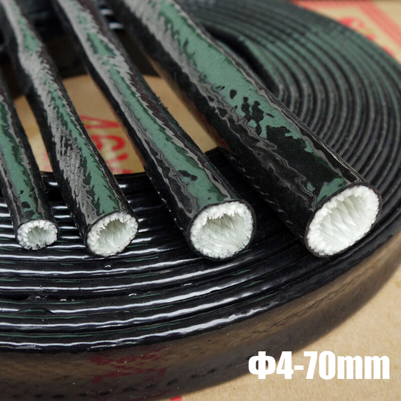 Φ4-70mm Silicone/Fibreglass Fire Sleeving HIGH TEMP Sleeve Insulating Hose Black