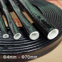 Φ4~70mm Silicone / Fibreglass Fire Sleeving Protective Heat Shield Sleeve Black