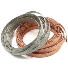 Tinned/Bare Copper Flat Wire Metal Shielding Braided Sleeving Wide Ground Strap