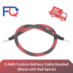 2 AWG Gauge Custom Battery Cable Copper Braided (Black with Red Spiral)