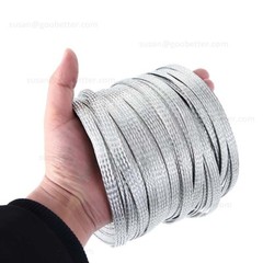 Braided Fabric Cable Flat Tinned Copper Metal Shielding Braided Sleeve Wire