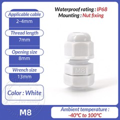 IP68 Waterproof White / Black Cable Gland Compression Glands M8-M72 / PG7-PG63