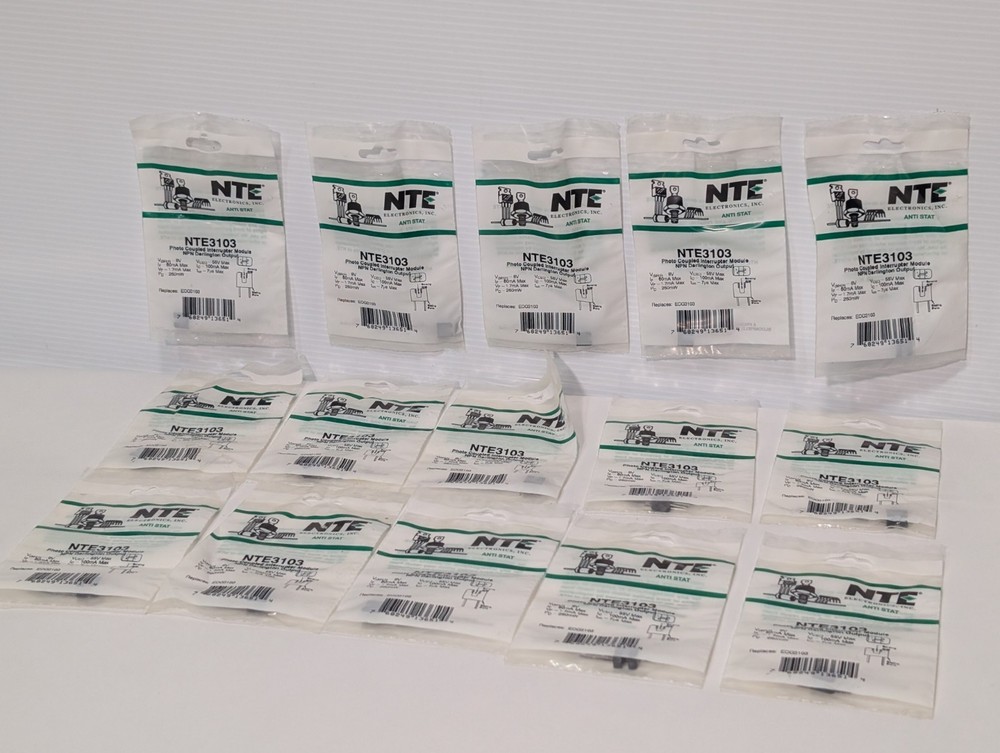 Lot of 15: NTE NTE3103 Anti-Stat Photo Coupled Interrupter Modules, NPN Output