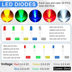 Electronic Component Kit, 1628 Pcs DIY Electronics Kit with LED Diodes, Diodes,