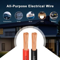 8 Gauge Pure Copper Wire,30FT OFC Copper Wires,8AWG Battery Cable Red & Black…