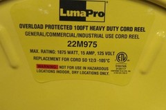 Lumapro 22M975 100 Ft L 120VAC 13 Max Amps 4 Outlet Extension Cord Reel