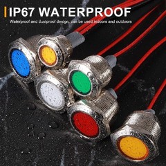 22mm 7/8 LED Indicator Light, Metal Indicator Light, Waterproof IP67, Red
