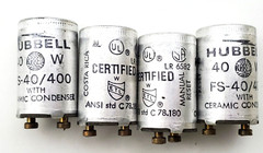 Lot of 4 Hubbell FS-40/400 Fluorescent Lamp Starters 40 Watt Ceramic Condense