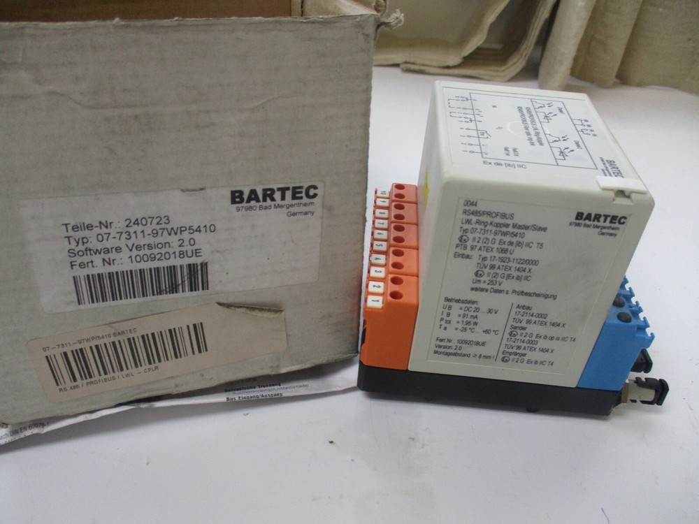 BARTEC RS485/PROFIBUS TYP 07-7311-97WP/5410 LWL RING-KOPPLER MASTER/SLAVE