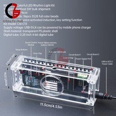 DIY Digital Clock Kit Voice Control Music Spectrum Display LED Electronic Kit