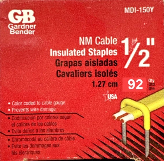 Gardner Bender 1/2″ Insulated NM Cable Staples – 92 Qty MDI-150Y