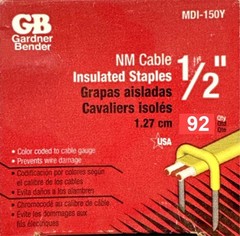 Gardner Bender 1/2″ Insulated NM Cable Staples – 92 Qty MDI-150Y