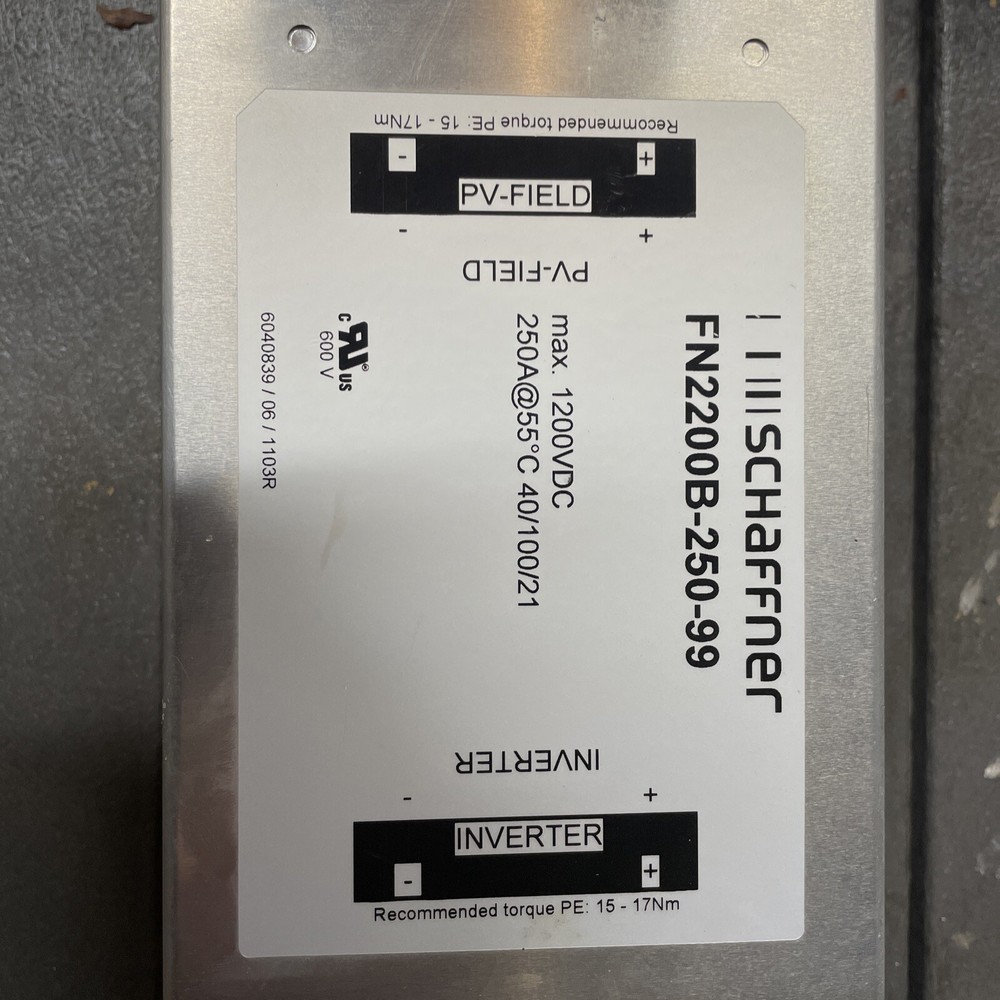 Schaffner FN2200B-250-99 Filter max. 1200VDC 250A@55°C SolarMax