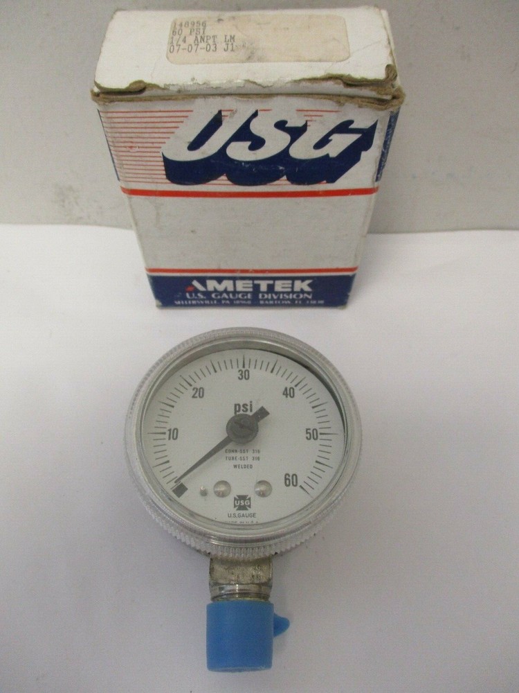 AMETEK USG 1535, 316 SS, 2″ DIAL 0-60 PSI 1/4″ NPT PRESSURE GAUGE, BOTTOM MOUNT