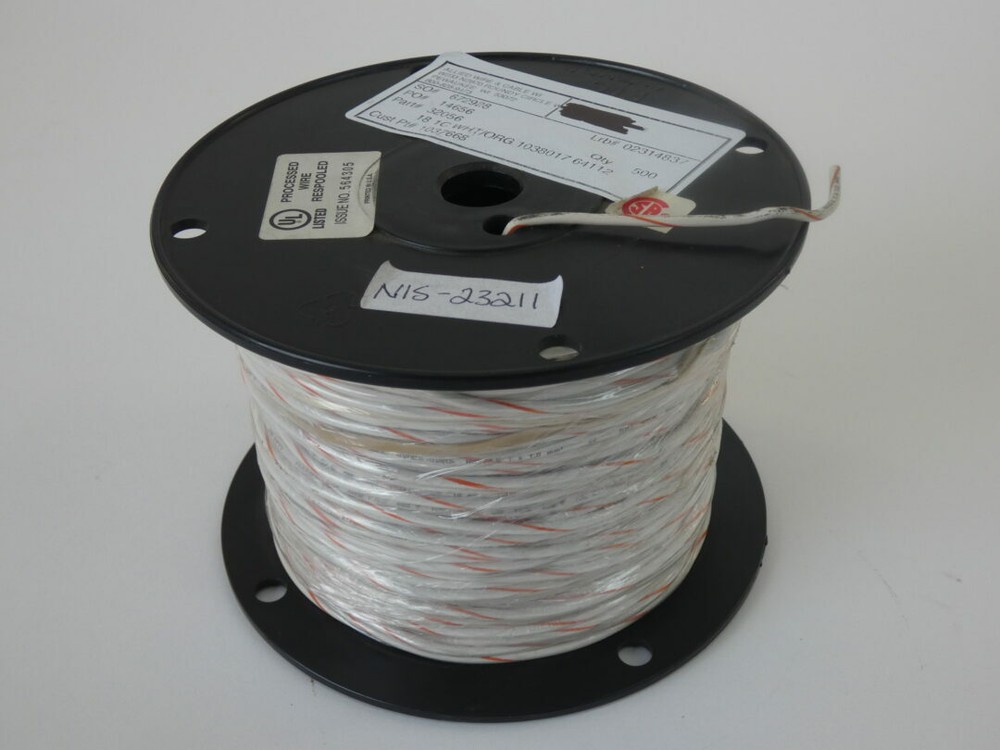 Allied Wire & Cable 32056 Wire Spool, 500′, 18 AWG, White/Orange – NEW Surplus!