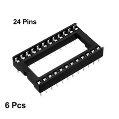 6pcs 15.24mm Row Pitch 2 Row 24 Flat Pins Soldering DIP IC Chip Socket Adaptor