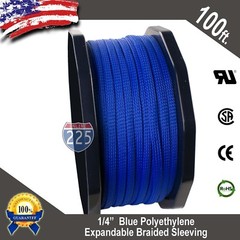 100 FT 1/4″ Blue Expandable Wire Cable Sleeving Sheathing Braided Loom Tubing