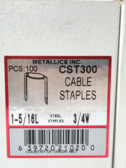 Lot of 3 Boxes of 100 Metallics Steel Cable Staples CST300 1-5/16″ x 3/4″