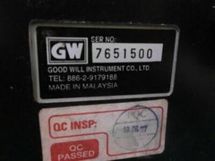 GW Good Will GOS-626G GOS626G Oscilloscope 20MHz Made in Malaysia