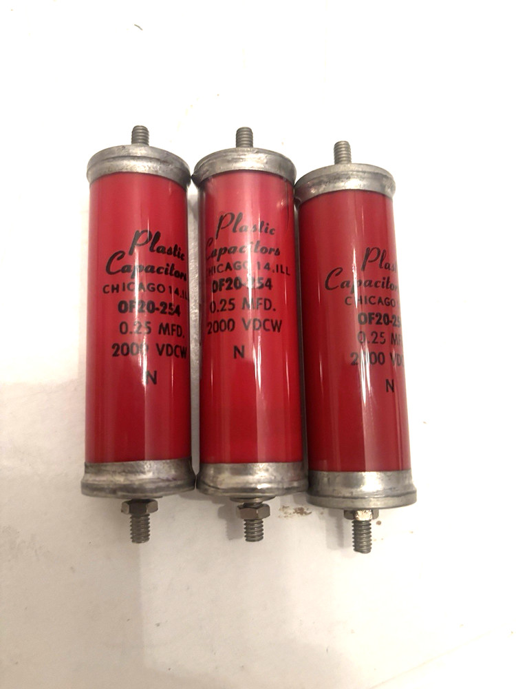 3 lot 0F20-254 OF20-254 Plastic Capacitor 0.25 MFD 2000 VDCW -Red Chicago