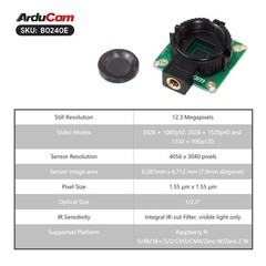 12.3MP IMX477 Camera Module for Raspberry Pi HQ, Compatible with Pi 5/4B/3B+/Zer