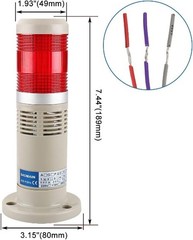 BAOMIAN 24V DC Industrial Signal Tower Light Buzzer Red LED Continuous Warning
