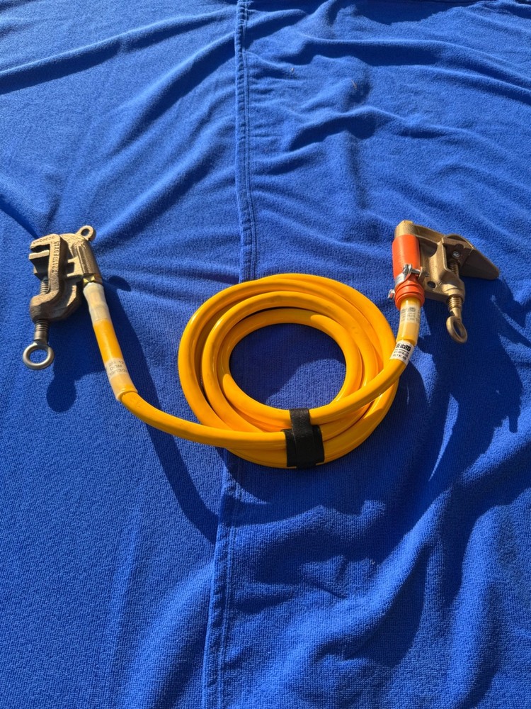Heavy Duty Lineman Single Grounding Ground Set (2) Clamps, 12 Ft 2/0 Wire