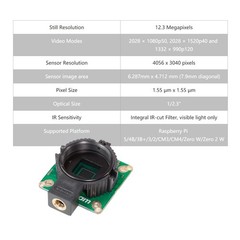 Arducam for Raspberry Pi HQ Camera Module,12.3MP camera+No lens, Black