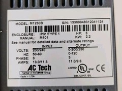 “NEW” AC TECH INTELLIGENT DRIVE 3 HP 200/240V 50-60 HZ 3 PHASE 13.0/11.3 AMPS