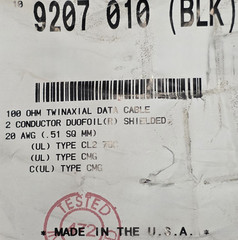 Belden 9207 20/1P 100 Ohm Twinaxial Twinax Computer/Instrumentation Cable /10ft