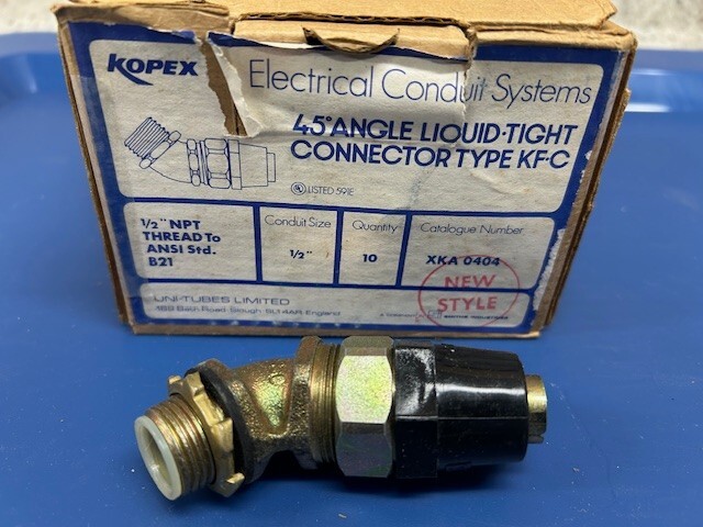 Box of 10 Liquid Tight Flexible 45 Degree Angle 1/2″ Connectors Kopex XKA 0404