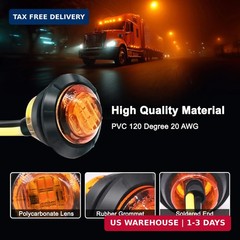 20pcs 3/4 Inch LED Marker Lights – 3rd Gen Round Mini Amber/Red Clearance Lights